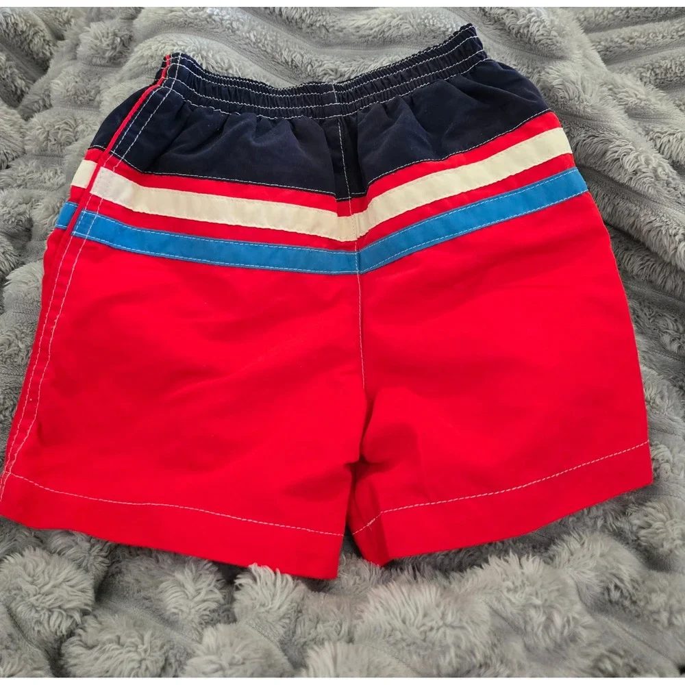 Sesame Street Elmo Baby Boys Swim Trunks Red Blue Striped Board Shorts 12M